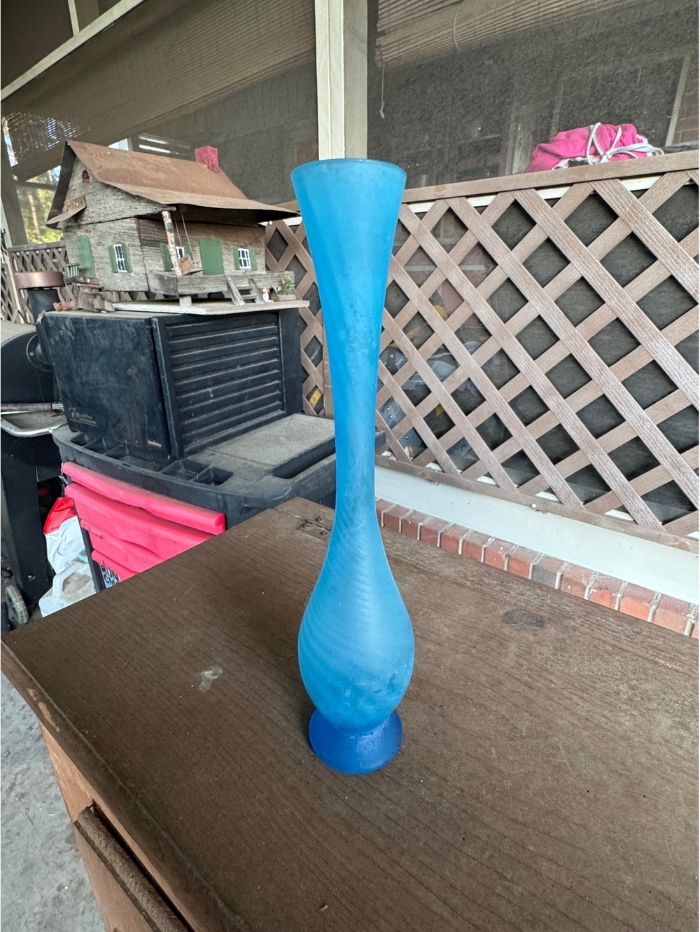 Blue Turquoise MCM Tall Vase